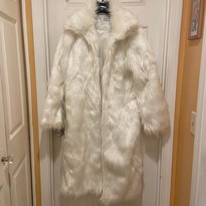 Faux Fur Coat Lapel Full-Length Outwear Maxi Fluffy Faux Fur Overcoat. Size :XL